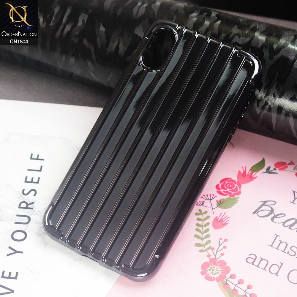 Laser Plating Soft Back Case For iPhone XS / X - Black
