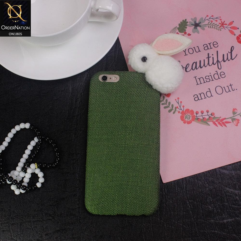 Rabbit Jeans Febric 3D Cartoon Soft Back Shell Case For iPhone 6S / 6 - Green