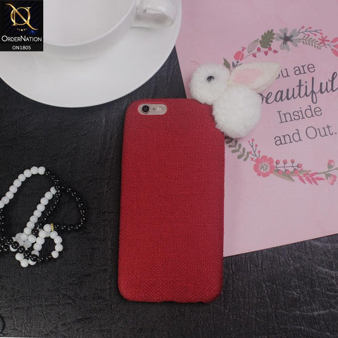 Rabbit Jeans Febric 3D Cartoon Soft Back Shell Case For iPhone 6S / 6 - Red