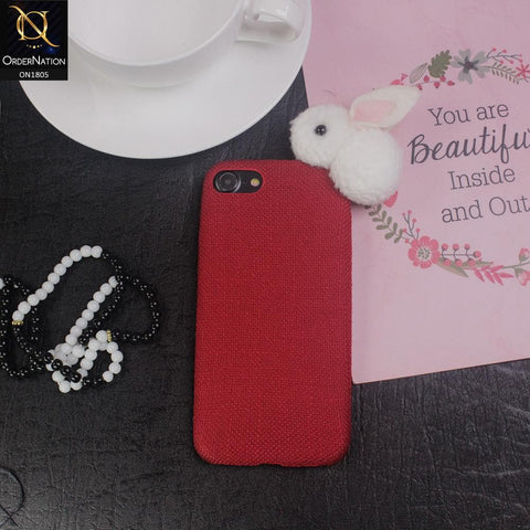 Rabbit Jeans Febric 3D Cartoon Soft Back Shell Case For iPhone 8 / 7 - Red