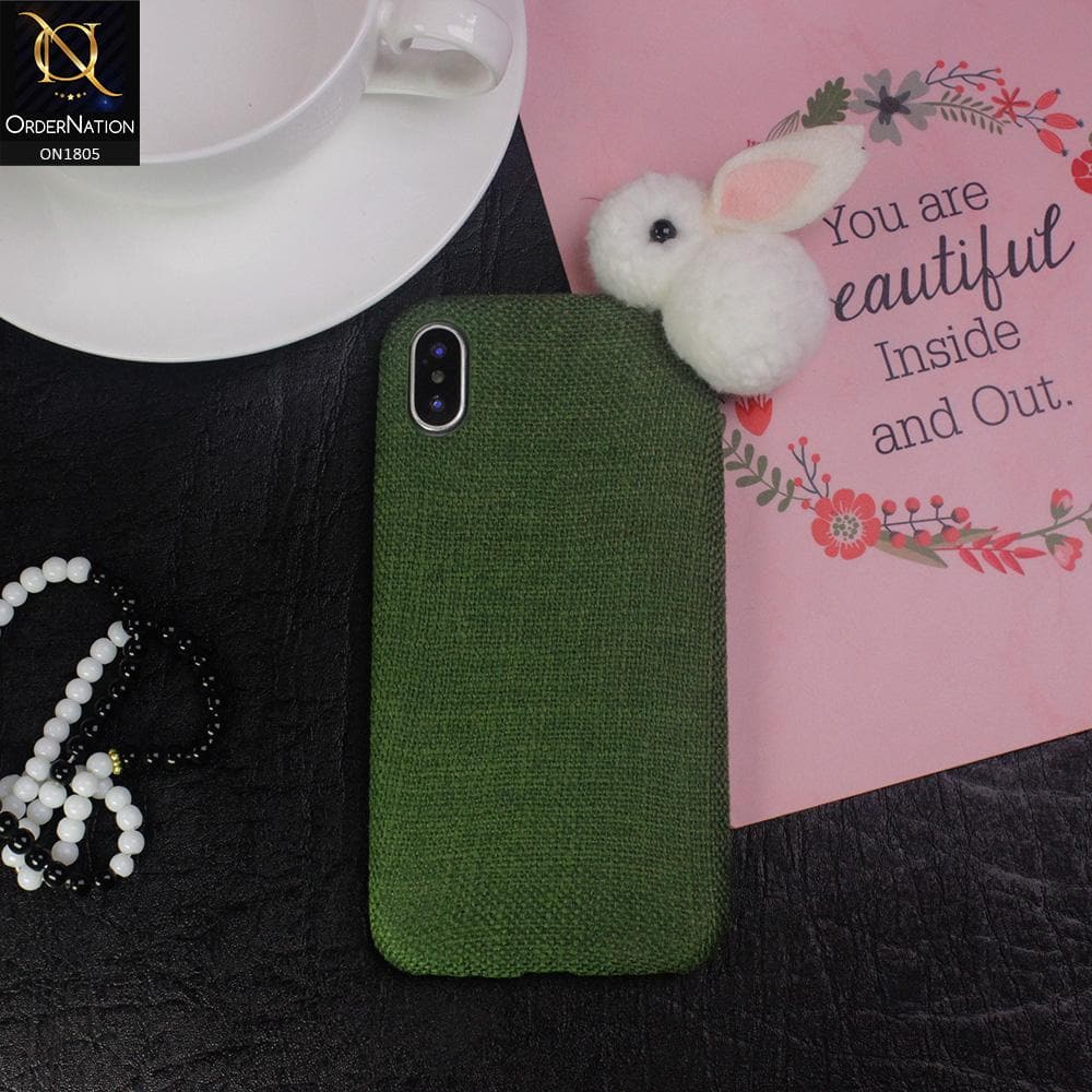 Rabbit Jeans Febric 3D Cartoon Soft Back Shell Case For iPhone XS / X - Green