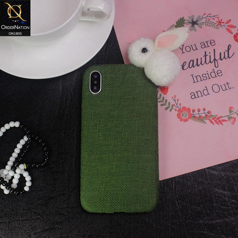 Rabbit Jeans Febric 3D Cartoon Soft Back Shell Case For iPhone XS Max - Green