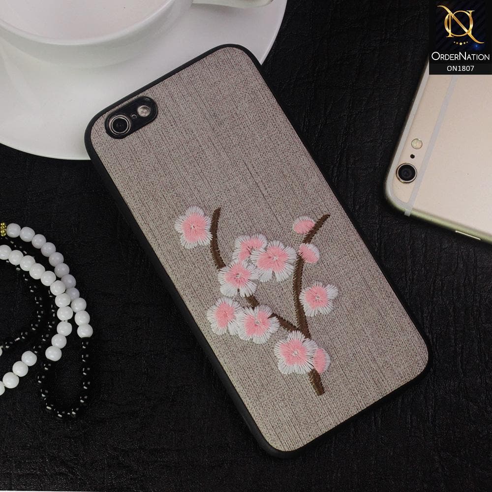 Retro Embroidery Flower Linning Texture Case For iPhone 6s Plus / 6 Plus - Gray