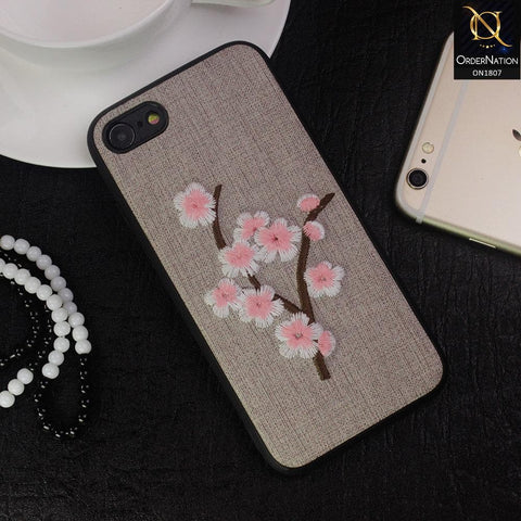 Retro Embroidery Flower Linning Texture Case For iPhone SE 2020 - Gray