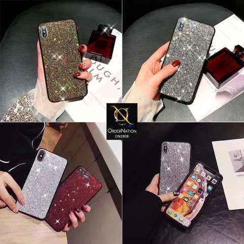 Unique Rhinestone Shiny Sparkle Back Shell Case For iPhone XS / X - Silver