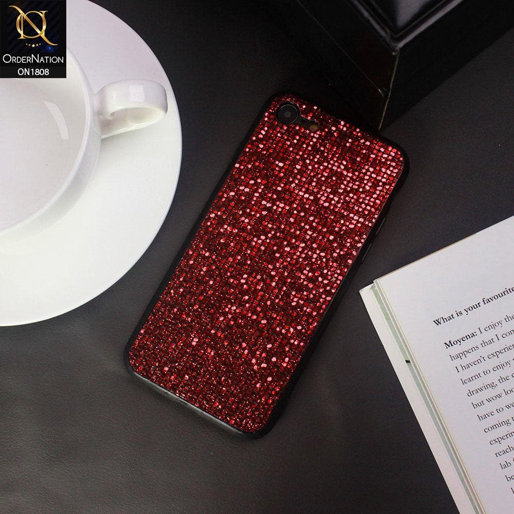 Unique Rhinestone Shiny Sparkle Back Shell Case For iPhone 8 / 7 - Red