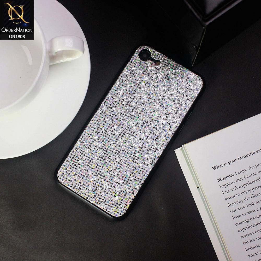 Unique Rhinestone Shiny Sparkle Back Shell Case For iPhone 8 / 7 - Silver
