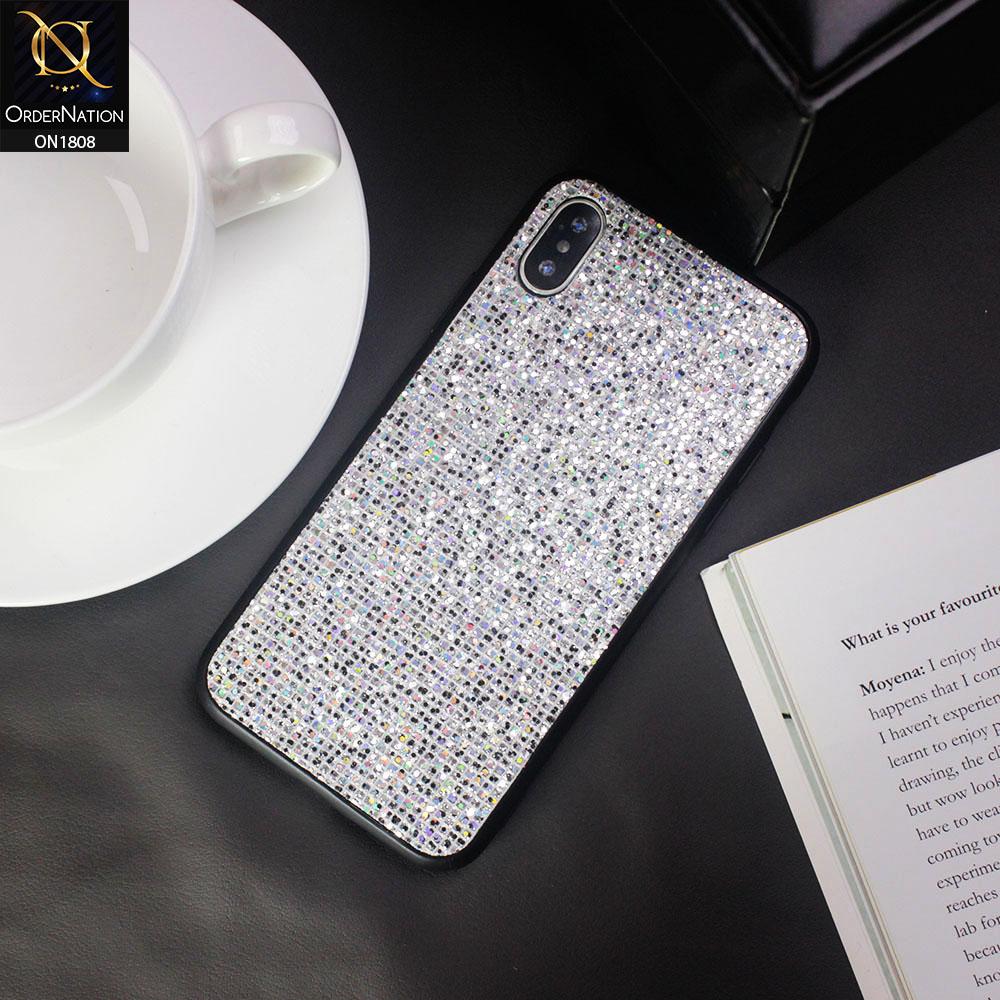 Unique Rhinestone Shiny Sparkle Back Shell Case For iPhone XS / X - Silver