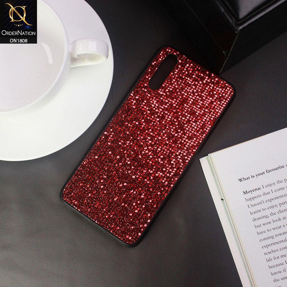 Unique Rhinestone Shiny Sparkle Back Shell Case For Huawei P20 - Red