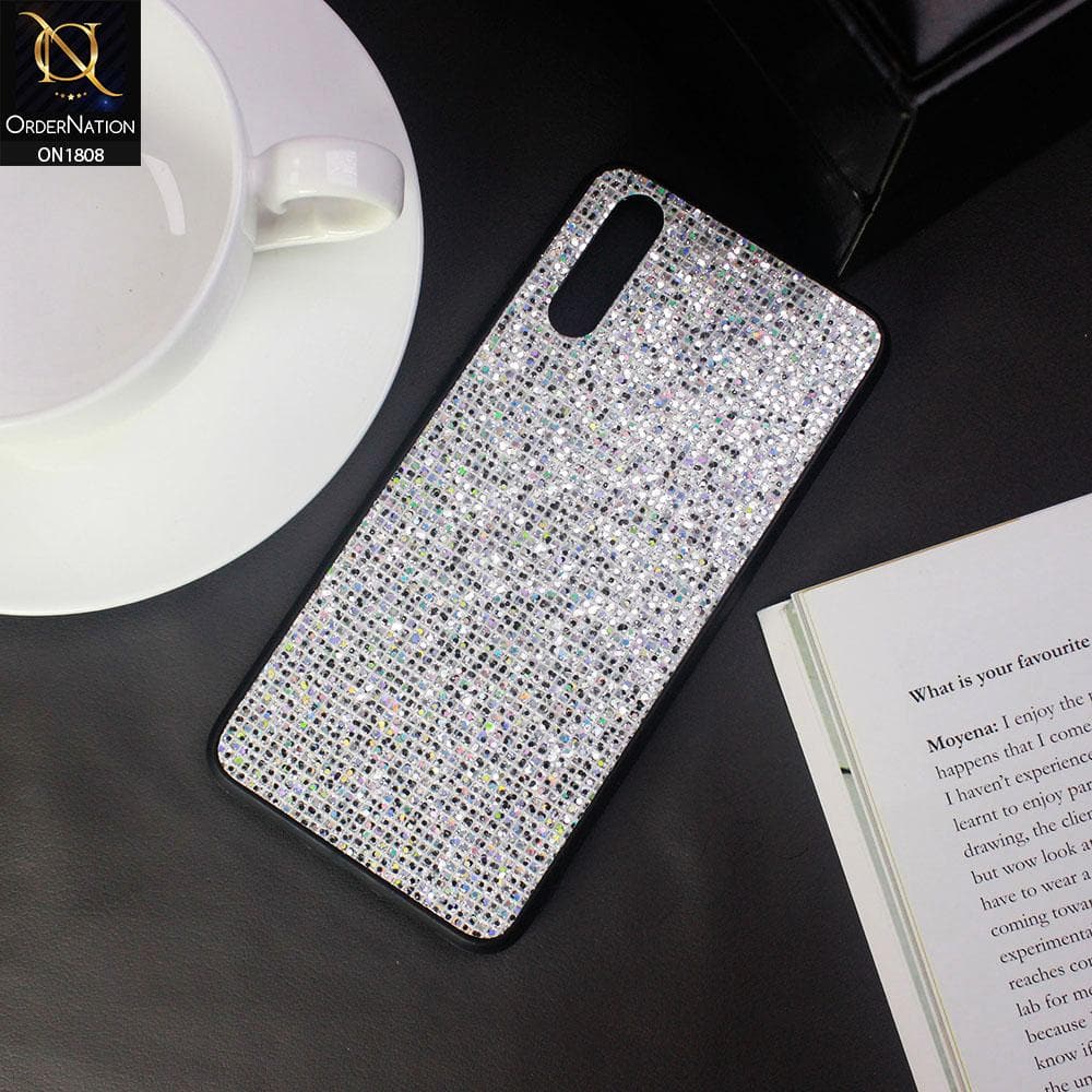 Unique Rhinestone Shiny Sparkle Back Shell Case For Huawei P20 - Silver