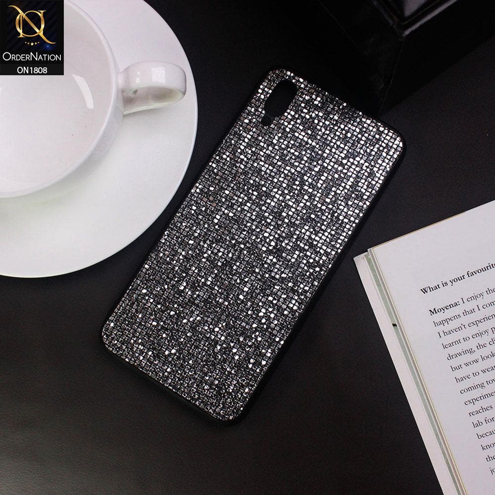 Unique Rhinestone Shiny Sparkle Back Shell Case For Vivo Y93 - Black