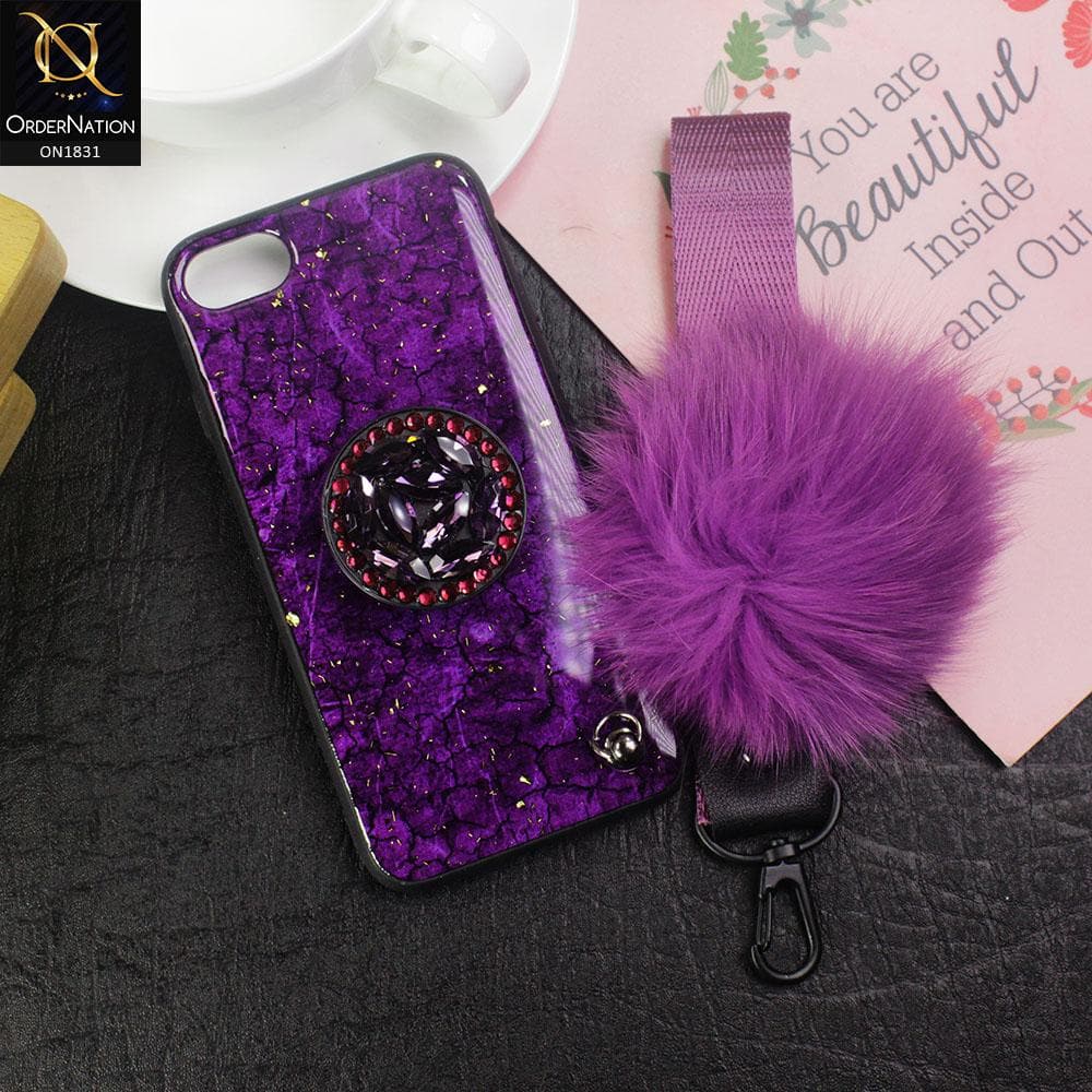 Cute Gold Foil Trending Crystal Shine Ring Phone Case For iPhone 8 / 7 - Purple