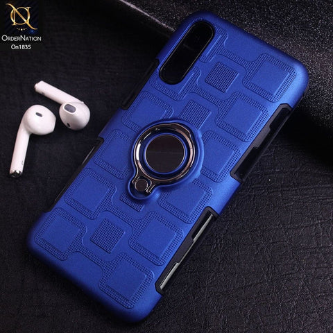 Samsung Galaxy A50 Cover - Blue - Luxury Hybrid Silicone Ring Holder Case