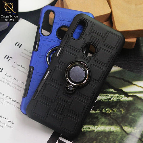 Samsung Galaxy A50 Cover - Blue - Luxury Hybrid Silicone Ring Holder Case