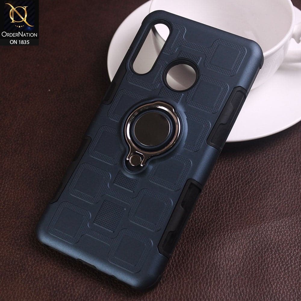 Huawei P30 lite Cover - Midnight Blue - Luxury Hybrid Silicone Ring Holder Case