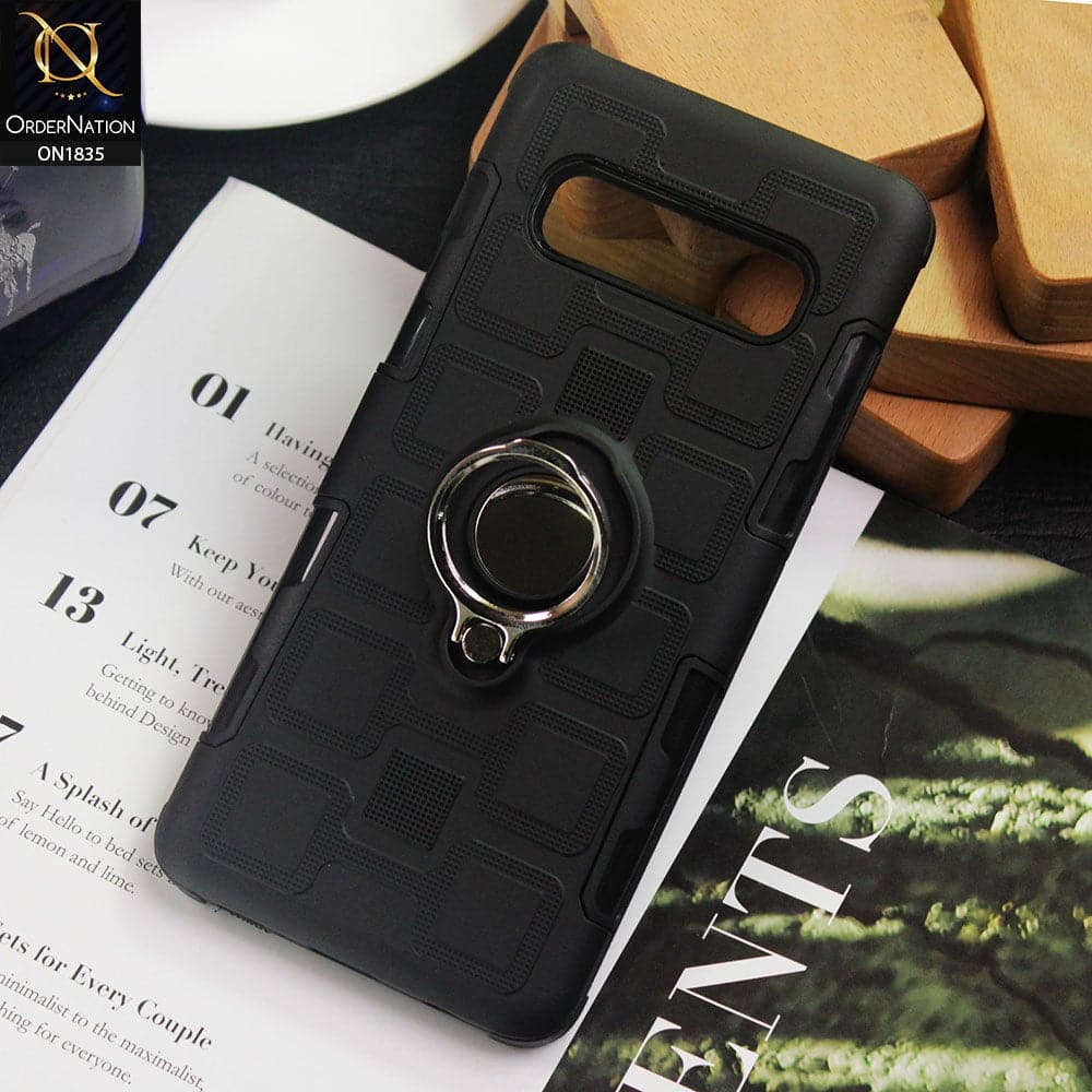 Samsung Galaxy S10 Cover - Black - Luxury Hybrid Silicone Ring Holder Case