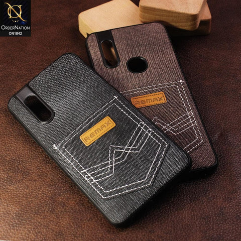 Jeans Texture With Card Pocket Back Case For Vivo Y15 - Black