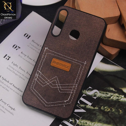 Jeans Texture With Card Pocket Back Case For Infinix Smart 3 Plus - Brown