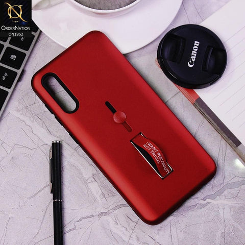 Samsung Galaxy A50s Cover - Red - Stylish Slide Finger Grip With Metal Kickstand Case