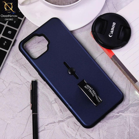 Oppo Reno 4 Lite Cover - Blue - Stylish Slide Finger Grip With Metal Kickstand Case