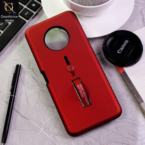 Infinix Note 7 Cover - Red - Stylish Slide Finger Grip With Metal Kickstand Case