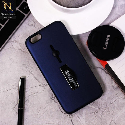 iPhone 6S / 6 Cover - Blue - Stylish Slide Finger Grip With Metal Kickstand Case