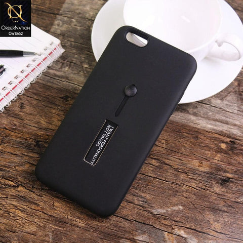 iPhone 6s Plus / 6 Plus - Black - Stylish Slide Finger Grip With Metal Kickstand Case