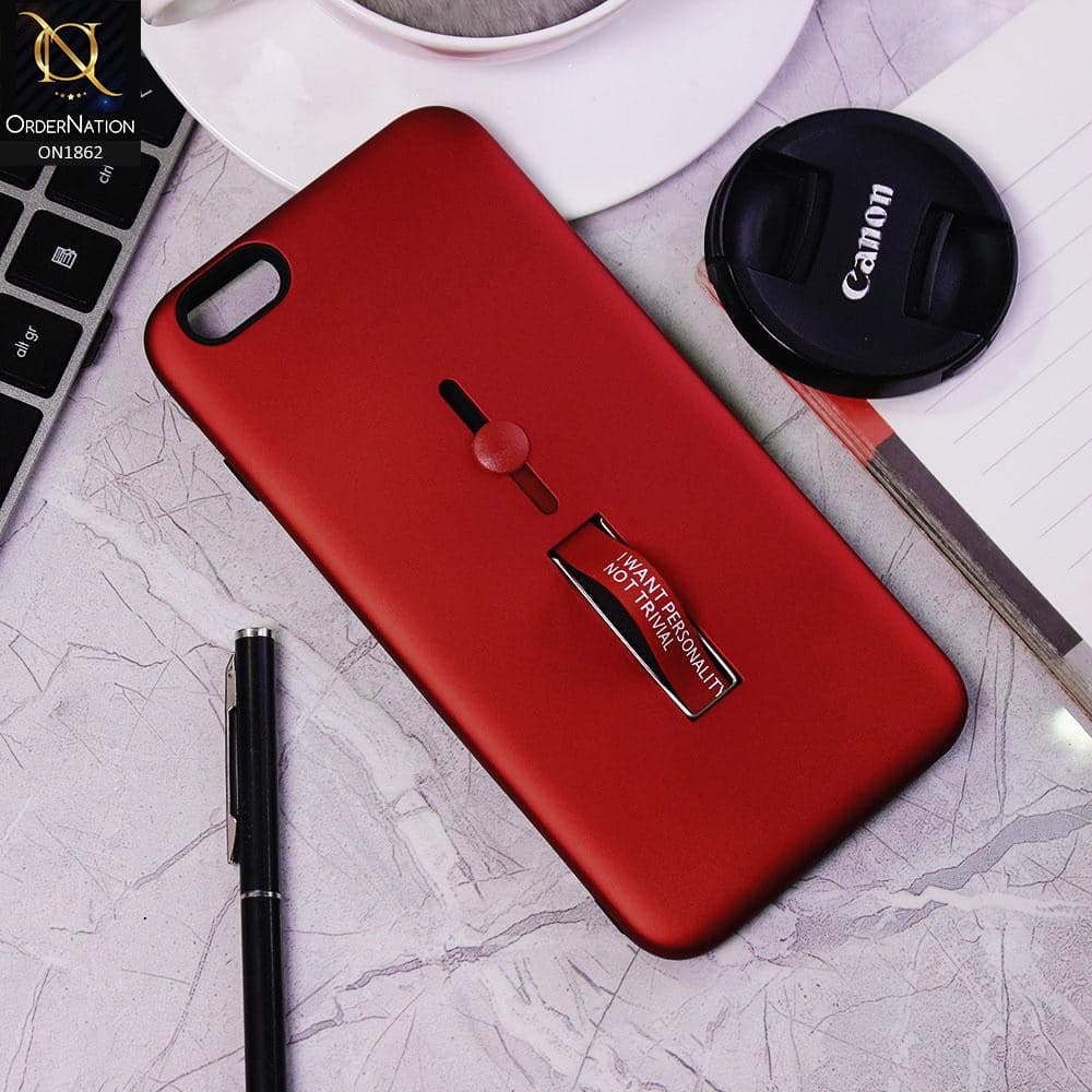 iPhone 6s Plus / 6 Plus Cover - Red - Stylish Slide Finger Grip With Metal Kickstand Case