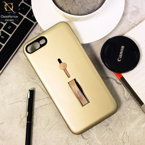 iPhone 8 Plus / 7 Plus Cover - Golden - Stylish Slide Finger Grip With Metal Kickstand Case