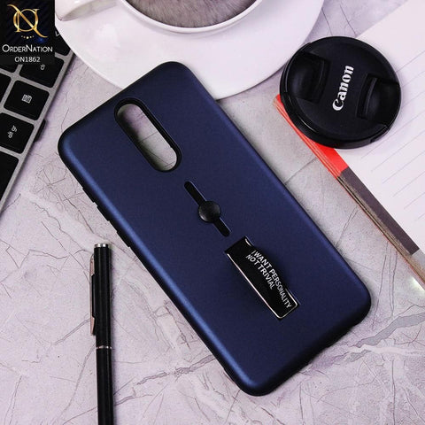 Huawei Mate 10 Lite Cover - Blue - Stylish Slide Finger Grip With Metal Kickstand Case