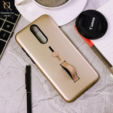 Huawei Mate 10 Lite Cover - Golden - Stylish Slide Finger Grip With Metal Kickstand Case