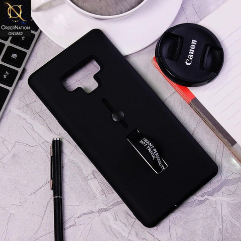 Samsung Galaxy Note 9 Cover - Black - Stylish Slide Finger Grip With Metal Kickstand Case