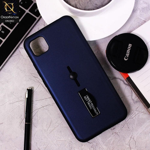 Xiaomi Poco C3 Cover - Blue - Stylish Slide Finger Grip With Metal Kickstand Case