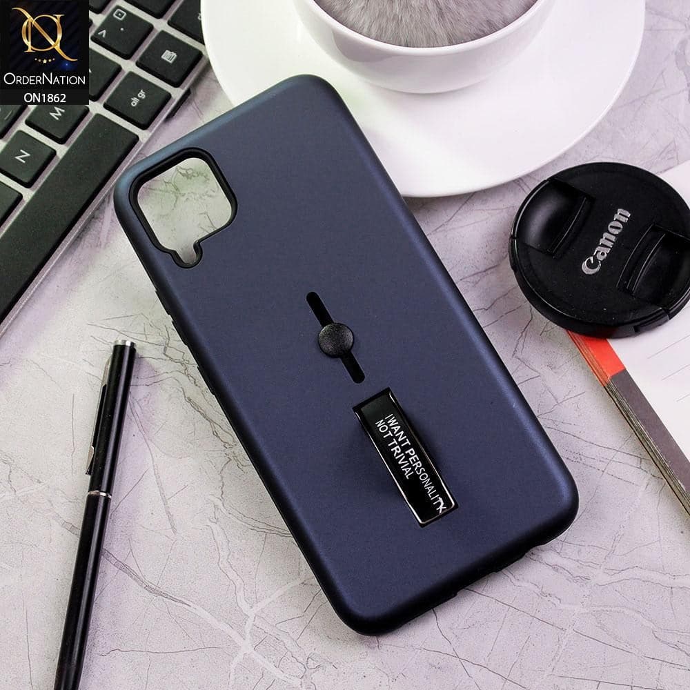 Realme C11 Cover - Blue - Stylish Slide Finger Grip With Metal Kickstand Case