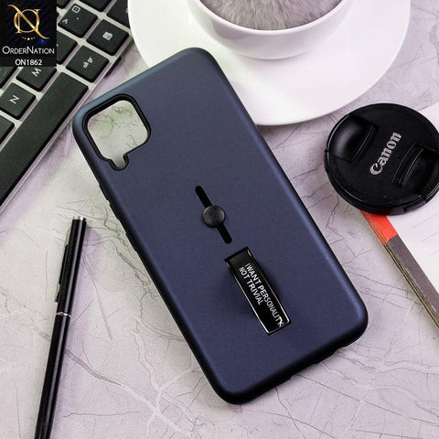 Realme C11 Cover - Blue - Stylish Slide Finger Grip With Metal Kickstand Case
