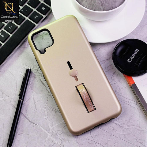 Realme C11 Cover - Golden - Stylish Slide Finger Grip With Metal Kickstand Case
