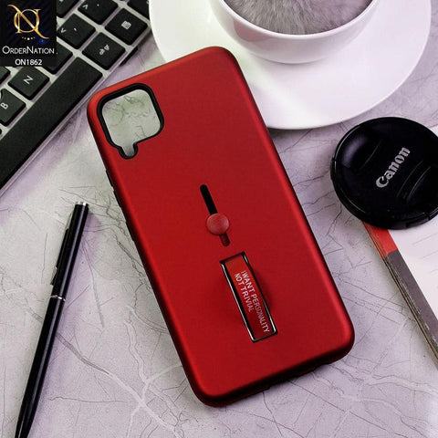 Realme C11 Cover - Red - Stylish Slide Finger Grip With Metal Kickstand Case
