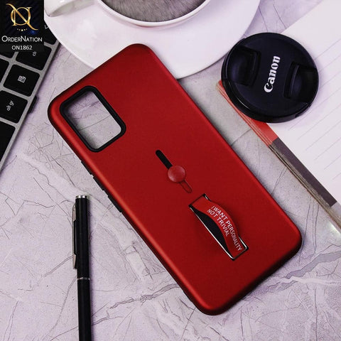Vivo V20 Cover - Red - Stylish Slide Finger Grip With Metal Kickstand Case