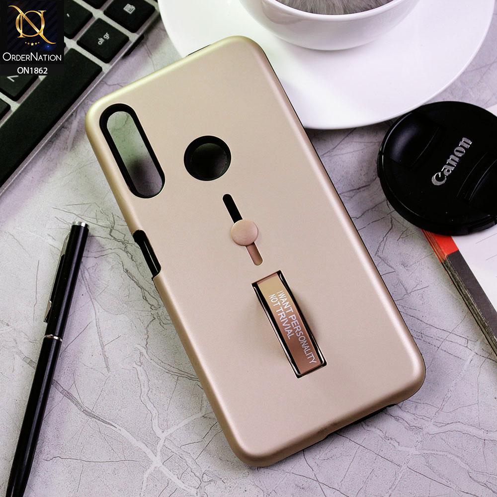 Honor 9X Cover - Golden - Stylish Slide Finger Grip With Metal Kickstand Case