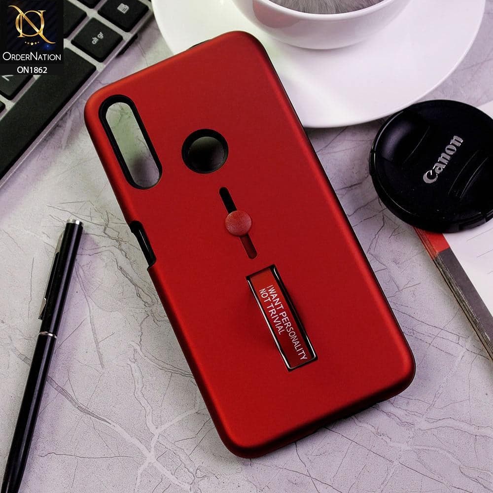Honor 9X Cover - Red - Stylish Slide Finger Grip With Metal Kickstand Case