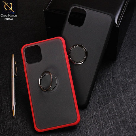 Soft Borders Semi Transparent Finger Ring Holder Case For iPhone 11 Pro - Red