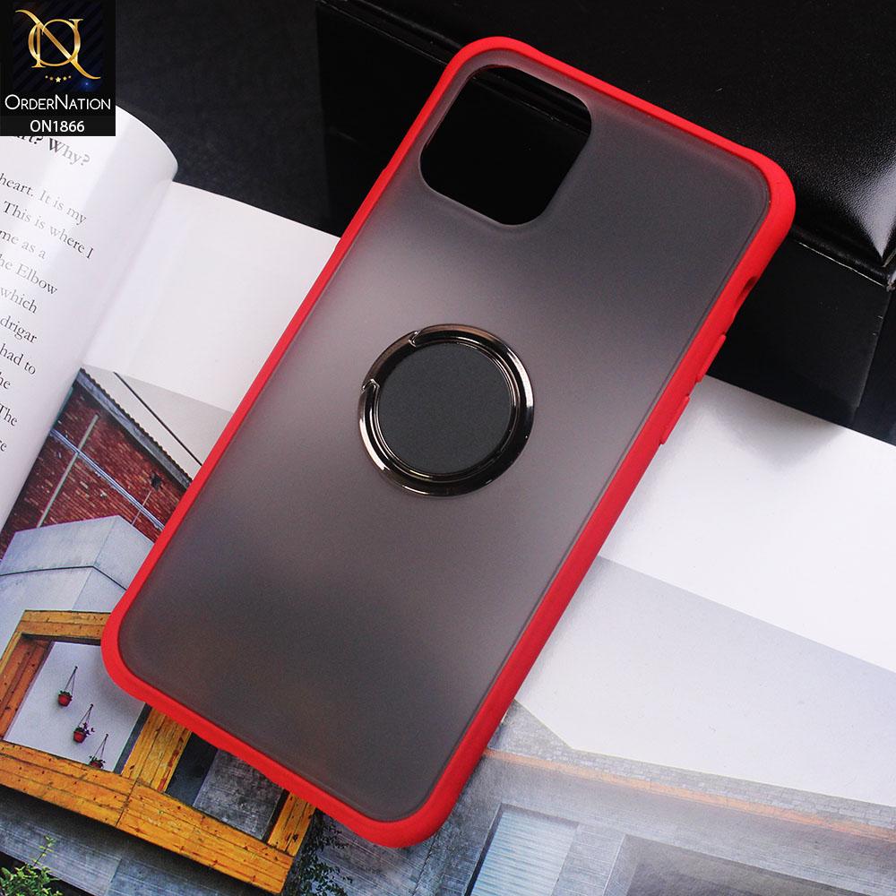 Soft Borders Semi Transparent Finger Ring Holder Case For iPhone 11 Pro - Red