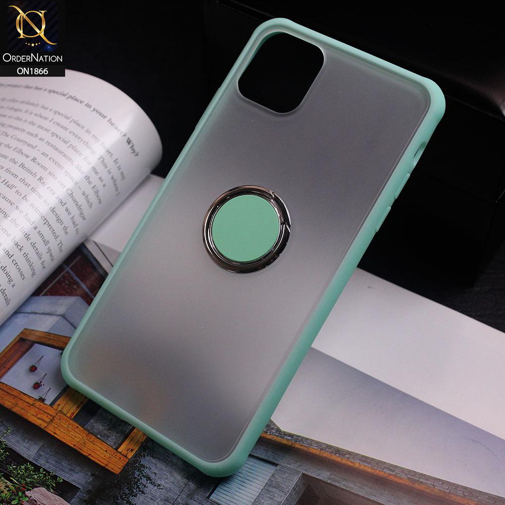 Soft Borders Semi Transparent Finger Ring Holder Case For iPhone 11 Pro - Sea Green