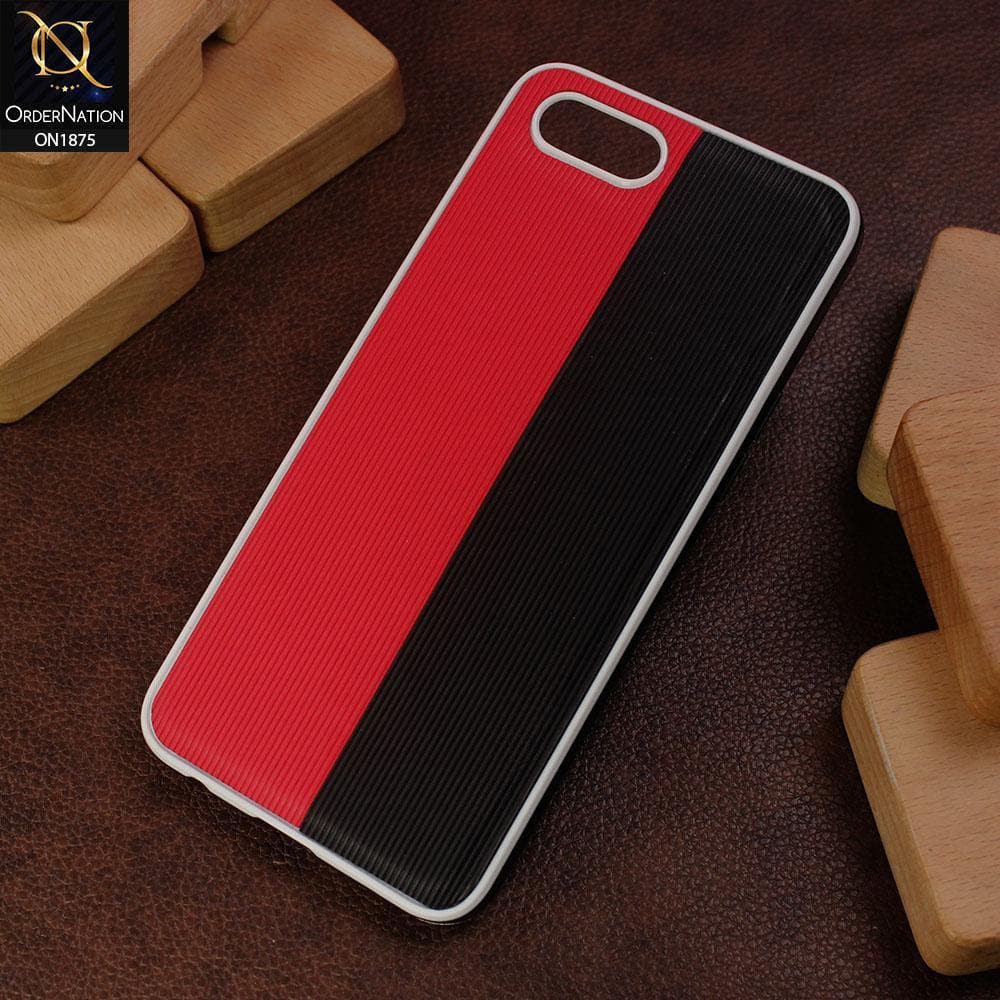 Oppo A1k Cover - Black & Red - Lining Textutre Style Dual Color Soft TPU Case