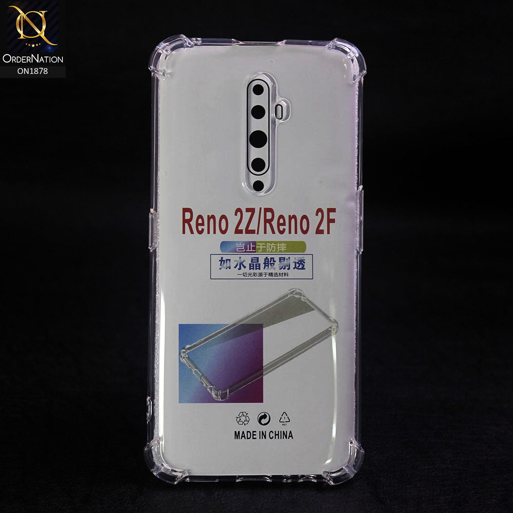 Oppo Reno 2F - Transparent -  Soft 4D Design Shockproof Silicone Clear Case