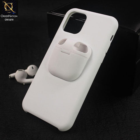 iPhone 11 Pro Max - White - Soft Shockproof Sillica Gel Case with Airpod Holder