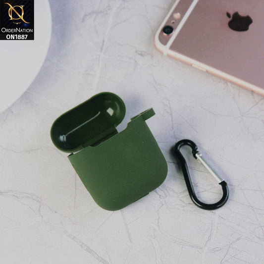 Apple Airpods 1 / 2 Cover - Dark Green - Candy Color Soft Silicone Airpod Case