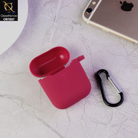 Apple Airpods 1 / 2 Cover - Dark Pink - Candy Color Soft Silicone Airpod Case