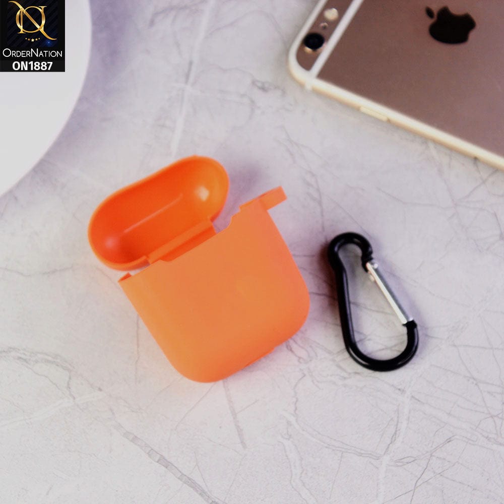Apple Airpods 1 / 2 Cover - Orange - Candy Color Soft Silicone Airpod Case