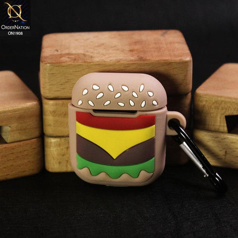 Cute Ruberized Soft Burger Airpods Case For Apple Airpods 1 / 2 - Mix